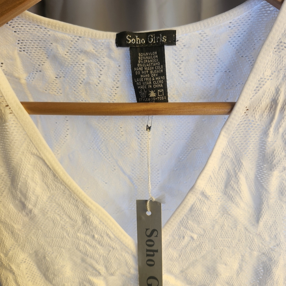 NWT WHITE lace tee BY Soho Girls